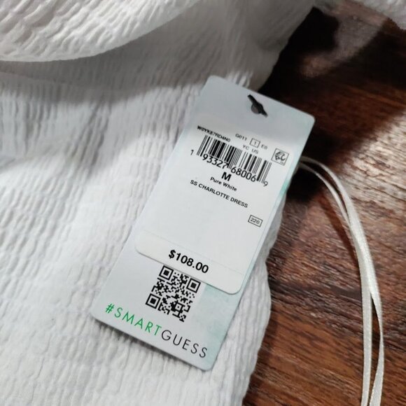 NWT Guess Gauzy Twee Y2k Cottagecore Smocked Mini Dress White Womens Size Medium - Picture 10 of 11